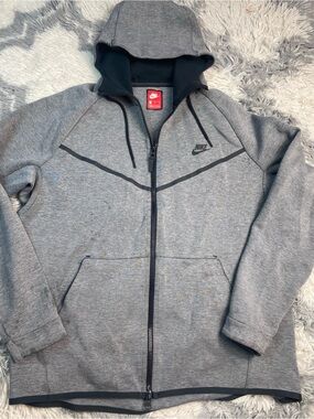 Nike Tech Fleece Windrunner Full-Zip Jacket Hoodie Gray Mens XL Multiple Stains